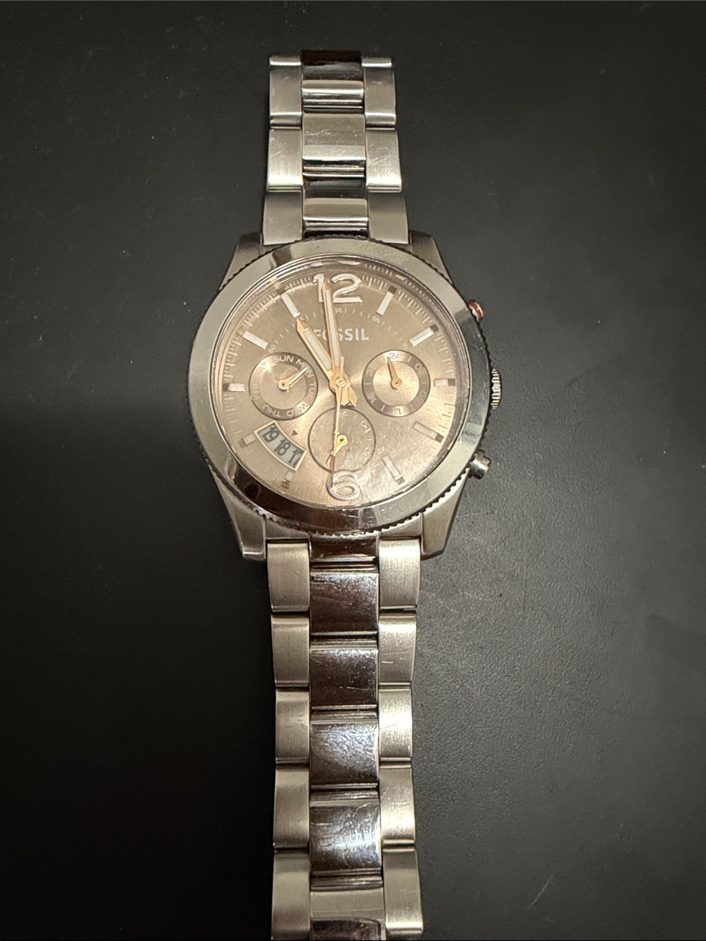 Fossil Silver-Tone Stainless Steel Chronograph Watch